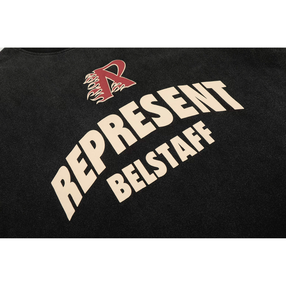 Representative flame R letter short sleeved American niche fashion brand high street washed vintage summer loose fit men's and women's T-shirt