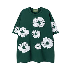 Denim Tears Cotton Wreath Graphic T-Shirt - Dark Green / Oversized Streetwear