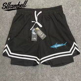 New American style trendy high street basketball letter printed men's summer vacation two shorts loose training sports pants