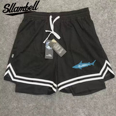 New American style trendy high street basketball letter printed men's summer vacation two shorts loose training sports pants