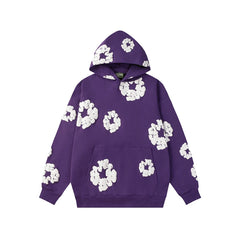 Denim Tears Cotton Wreath Graphic Hoodie - Purple / Relaxed Streetwear Fit