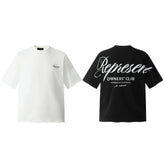 Representative back cursive letter short sleeved American niche fashion brand high street summer pure cotton loose fitting men's and women's T-shirt