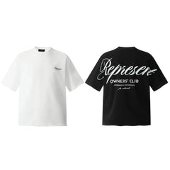 Representative back cursive letter short sleeved American niche fashion brand high street summer pure cotton loose fitting men's and women's T-shirt