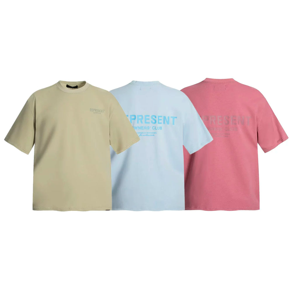Representative classic slogan letter short sleeved American niche trendy brand high street summer pure cotton loose fitting men's and women's T-shirt