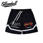 SLLAMBELL co branded ins men's American basketball sport quick drying shorts with contrasting colors, knee length five quarter shorts for fitness