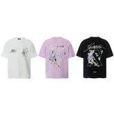 Representative character angel letter short sleeved American niche trendy brand high street summer pure cotton loose fitting men's and women's T-shirt