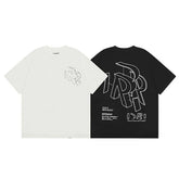 Representative three-dimensional letter R short sleeved American fashion brand high street casual summer pure cotton loose fitting men's and women's T-shirt