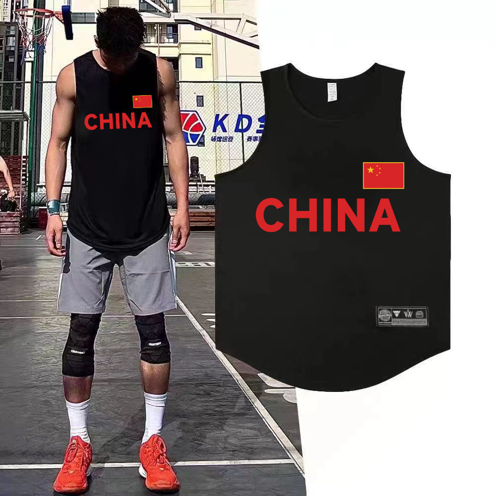 中国国家队篮球背心训练无袖投篮服运动上衣宽松健身窄肩球衣跑步