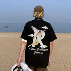REPRESENT Goddess Angel Wings R Letter American Summer Cotton Loose High Street Couple Short sleeved T-shirt Trendy