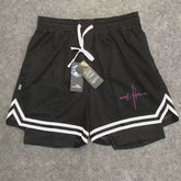 American style minimalist new trendy high street basketball print men's summer vacation two shorts loose training sports pants