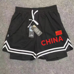 Chinese national team quick drying sports shorts, two pieces of basketball, five point lining, training compression pants, loose running, summer