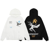 REPRESENT REP Sun Wing God Figure American Hooded Hoodie High Street Hip Hop Loose Casual Couple Style