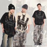 REPRESENT: A niche fashion brand, Vintage Doberman, shark distressed washed T-shirt, fog high street men's and women's short sleeved shirt