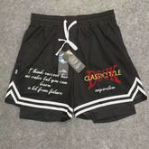 New American style trendy high street basketball letter printed men's summer vacation two shorts loose training sports pants