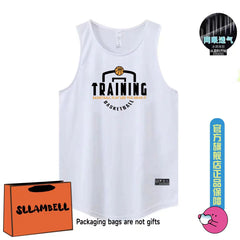 New quick drying vest for men in summer, breathable, sweat absorbing, casual ice silk sleeveless T-shirt, fitness pitching suit, letter camisole