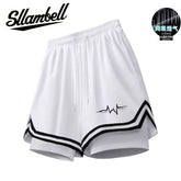 American basketball shorts lined fake two-piece three-point ice silk quick-drying knee-length running fitness training sports men summer