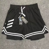 New American style trendy high street basketball three bar printed men's fake two piece shorts loose training sports pants summer