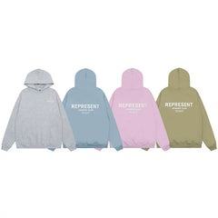 REPRESENT REP Limited Edition Slogan Printed Hoodie High Street Hip Hop Loose Casual Couple Hoodie