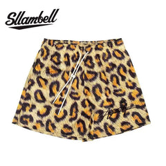 SLLAMBELL new animal leopard print shorts men's sports pants basketball American mesh quarter pants loose and trendy