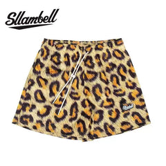 SLLAMBELL new animal leopard print shorts men's sports pants basketball American mesh quarter pants loose and trendy