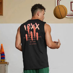 Fun letter printed fitness vest for men and women, summer loose sleeveless T-shirt, sports training clothes, running speed drying