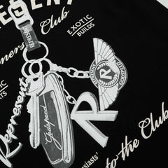 Representative car keychain letter short sleeved American niche trendy brand high street summer pure cotton loose fitting men's and women's T-shirt