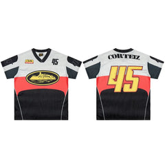 Corteiz Number 45 Athletic Jersey T-Shirt - Grey/Black/Red/Yellow