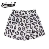 SLLAMBELL new animal leopard print shorts men's sports pants basketball American mesh quarter pants loose and trendy