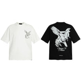 Representative Sketch Pegasus Letter Short Sleeve American Niche Trendy Brand High Street Summer Cotton Loose Men's and Women's T-shirt