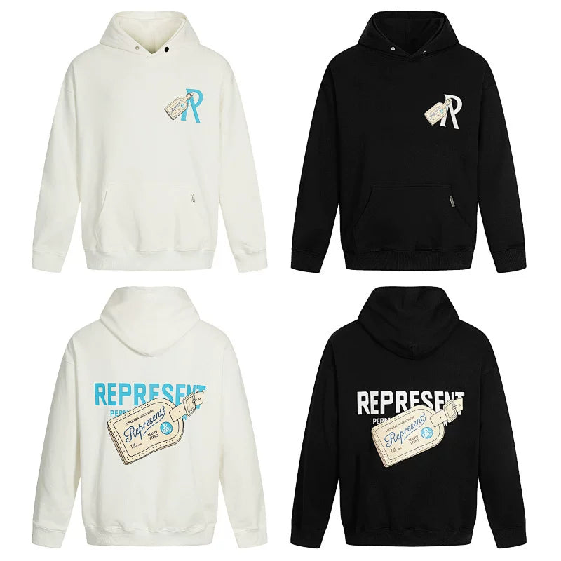 REPRESENT REP Alphabet Tag American Trendy Brand Hoodie High Street Hip Hop Loose Casual Couple Style