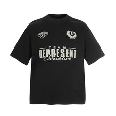 Representative slogan letters foam washed old short sleeved American niche fashion brand high street loose fitting men's and women's T-shirts