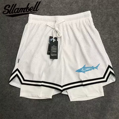 New American style trendy high street basketball letter printed men's summer vacation two shorts loose training sports pants