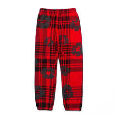 "Denim Tears" Plaid Pattern Oversized Sweatpants (Red)