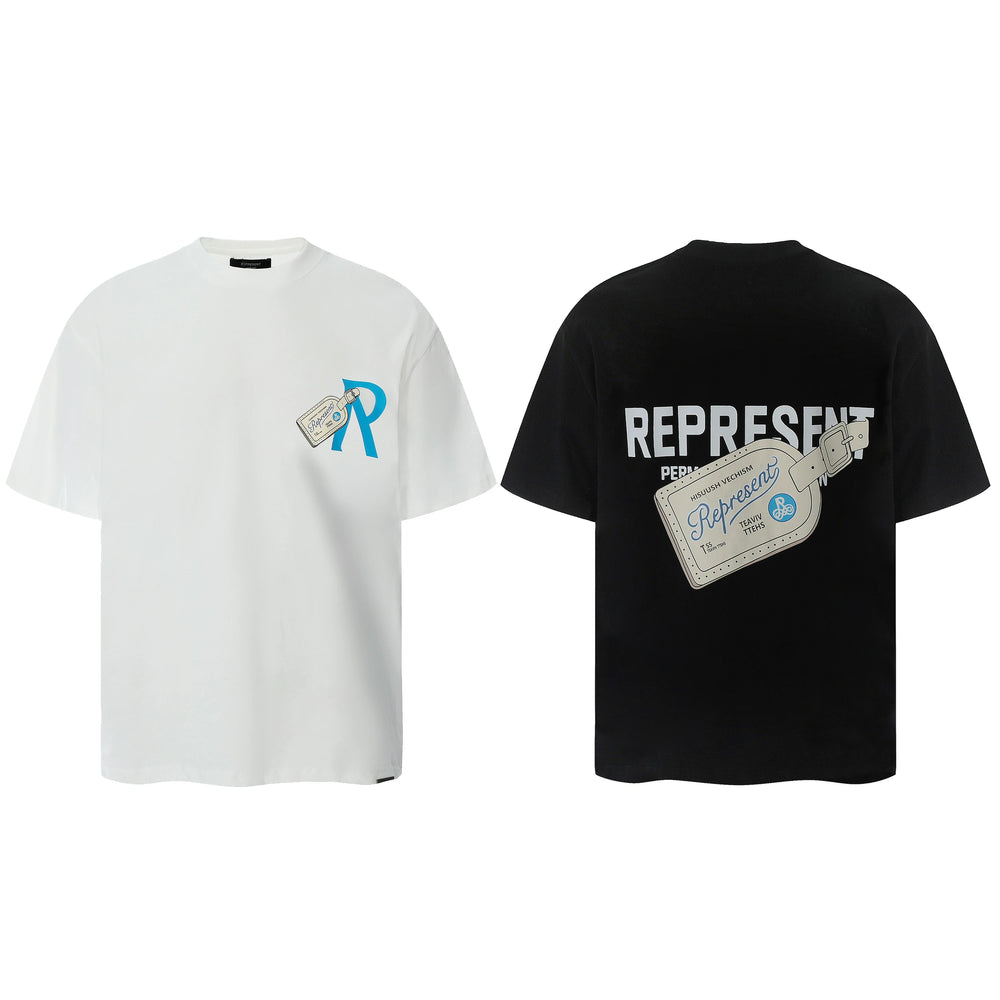Representative note letter buckle short sleeved American niche trendy brand high street summer pure cotton loose fitting men's and women's T-shirt