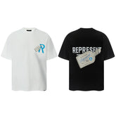 Representative note letter buckle short sleeved American niche trendy brand high street summer pure cotton loose fitting men's and women's T-shirt