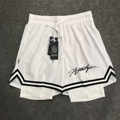 New American style trendy high street basketball letter printed men's summer vacation two shorts loose training sports pants