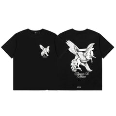 Represent "Elegance In Motion" Winged Unicorn Graphic T-Shirt - Black