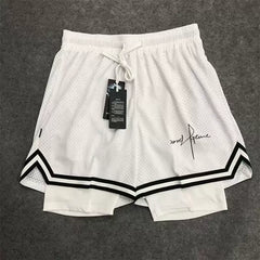 American style minimalist new trendy high street basketball print men's summer vacation two shorts loose training sports pants