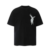 Representative character angel letter short sleeved American niche trendy brand high street summer pure cotton loose fitting men's and women's T-shirt