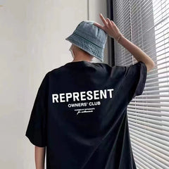 ReportENT letter short sleeved niche trendy brand Wang Jiaer's high street American loose summer couple T-shirt for men