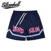 SLLAMBELL American style new trendy high street basketball letter printed men's off-season shorts loose sports pants