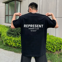 ReportENT letter short sleeved niche trendy brand Wang Jiaer's high street American loose summer couple T-shirt for men