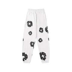 "Denim Tears" White & Black Floral Pattern Oversized Sweatpants