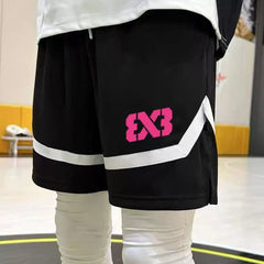SLLAMBELL co branded 3 × 3 men's American basketball sport quick drying shorts, contrasting colors, not over the knee five quarter shorts, healthy