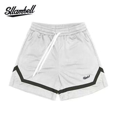 SLLAMBELL Men's American Basketball Speed Dry Shorts, Color blocked Weaving Belt, Over the Knee Pentagram Pants, Fitness
