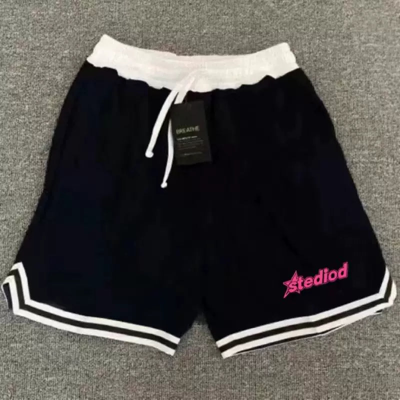 Basketball training quick drying American retro shorts, casual running shorts, fitness three quarter loose sports pants, four quarter pants