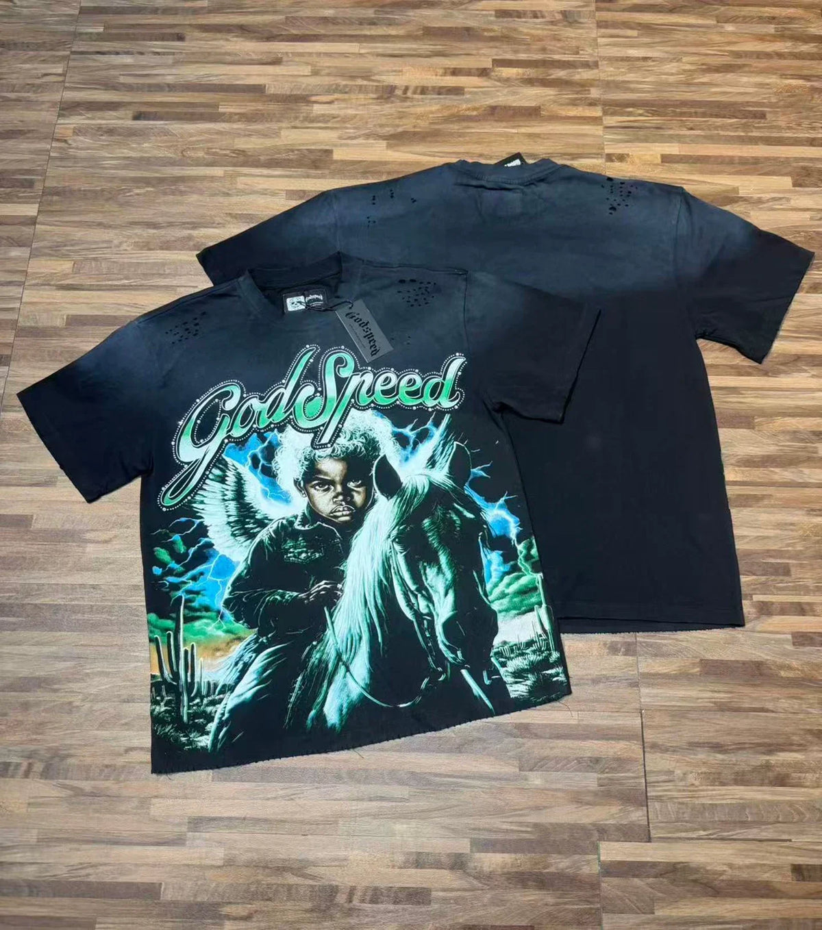 Godspeed Vintage Lightning Graphic T-Shirt – Black