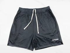 Represent Mesh Drawstring Gym Shorts - Dark Charcoal Grey