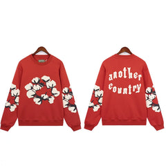 "Denim Tears" Another Country Cotton Wreath Oversized Red Sweatshirt