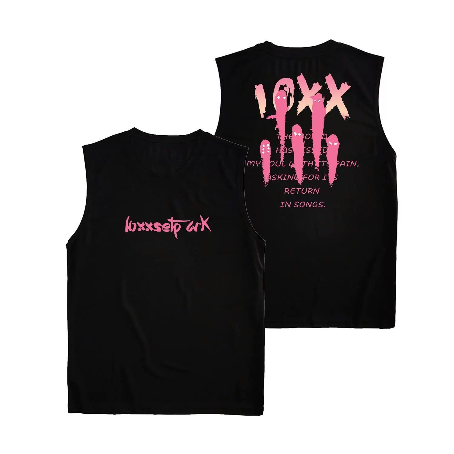 Fun letter printed fitness vest for men and women, summer loose sleeveless T-shirt, sports training clothes, running speed drying